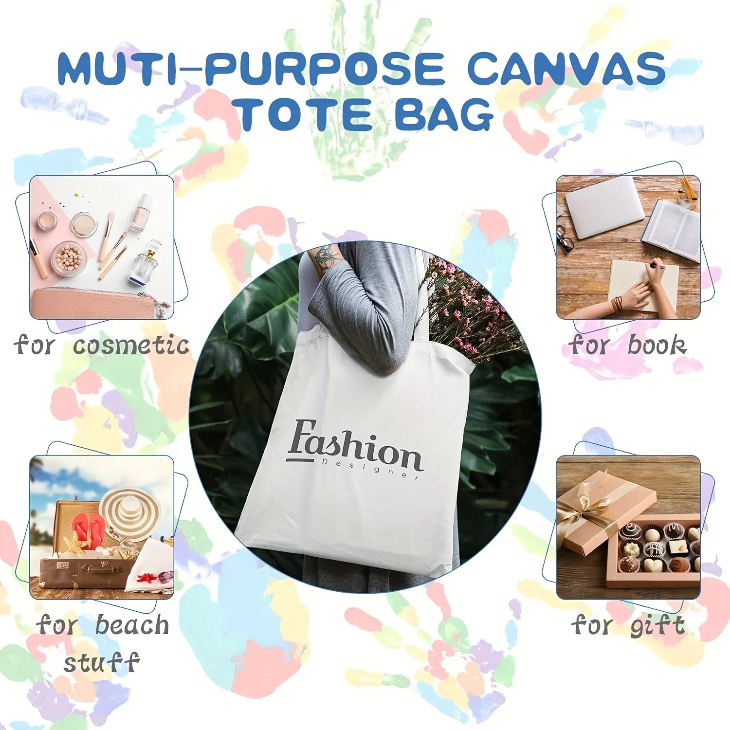 6 Pack Blank DIY Tote Bags-Washable, Reusable Grocery Bags for Heat Transfer/Sublimation Projects, Ideal for Shopping & Errands