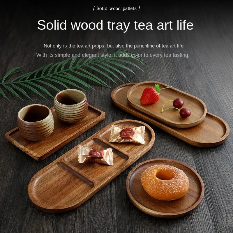 Japanese solid wood fruit plate factory wholesale wooden tray multi-size high-value fruit tray snack plate