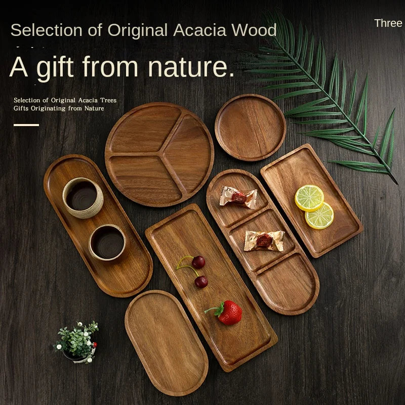 Japanese solid wood fruit plate factory wholesale wooden tray multi-size high-value fruit tray snack plate