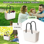 Portable Picnic Tote Shopping Bag Large Capacity  Bag, Large Plastic Utility Basket,Washable Beach Travel Handbag Storage Bags