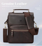 Genuine Leather Men's Shoulder Bag Luxury Work Business Messenger Bags Fashion Male Crossbody with Adjustable Straps