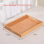 Wooden tray Bamboo tray 1PC Tea tray tableware holder Fruit bread dessert tea food tray with handle rectangle