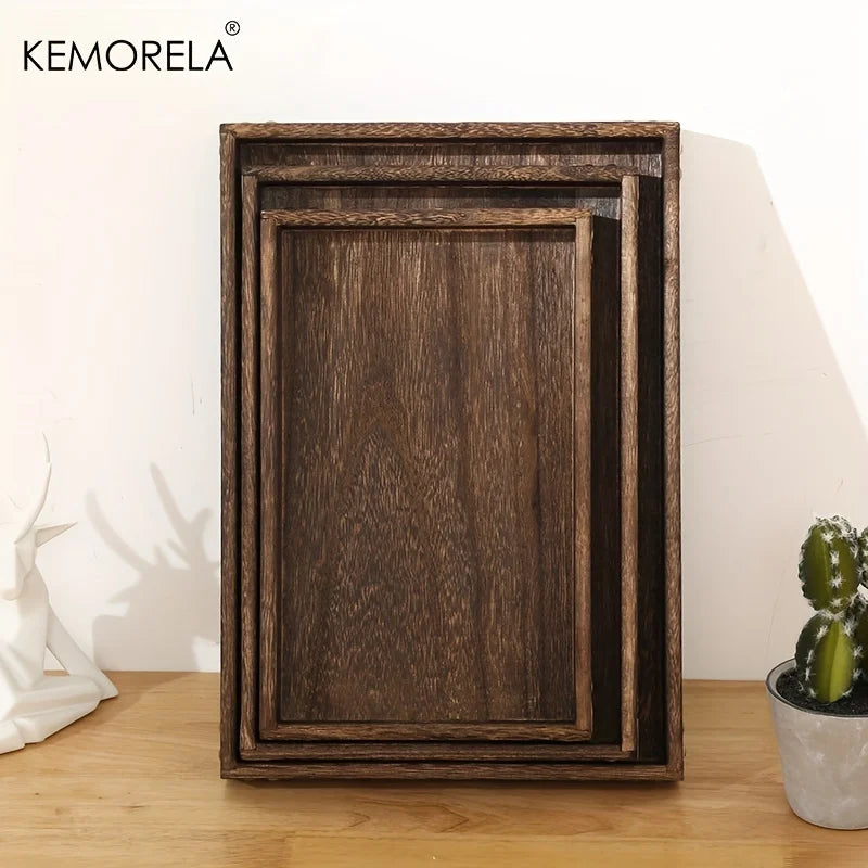 Wooden Rectangular Tea Tray Wooden Tray Wooden Hotel Dinner Tray Suitable for Dinner Dessert Bathroom Supplies Kitchen Storage