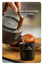 Camping Tea Kettle - Aluminum Alloy Construction, Wooden Handle, Portable Outdoor Kettle for Camping, Hiking, Durable Cookware