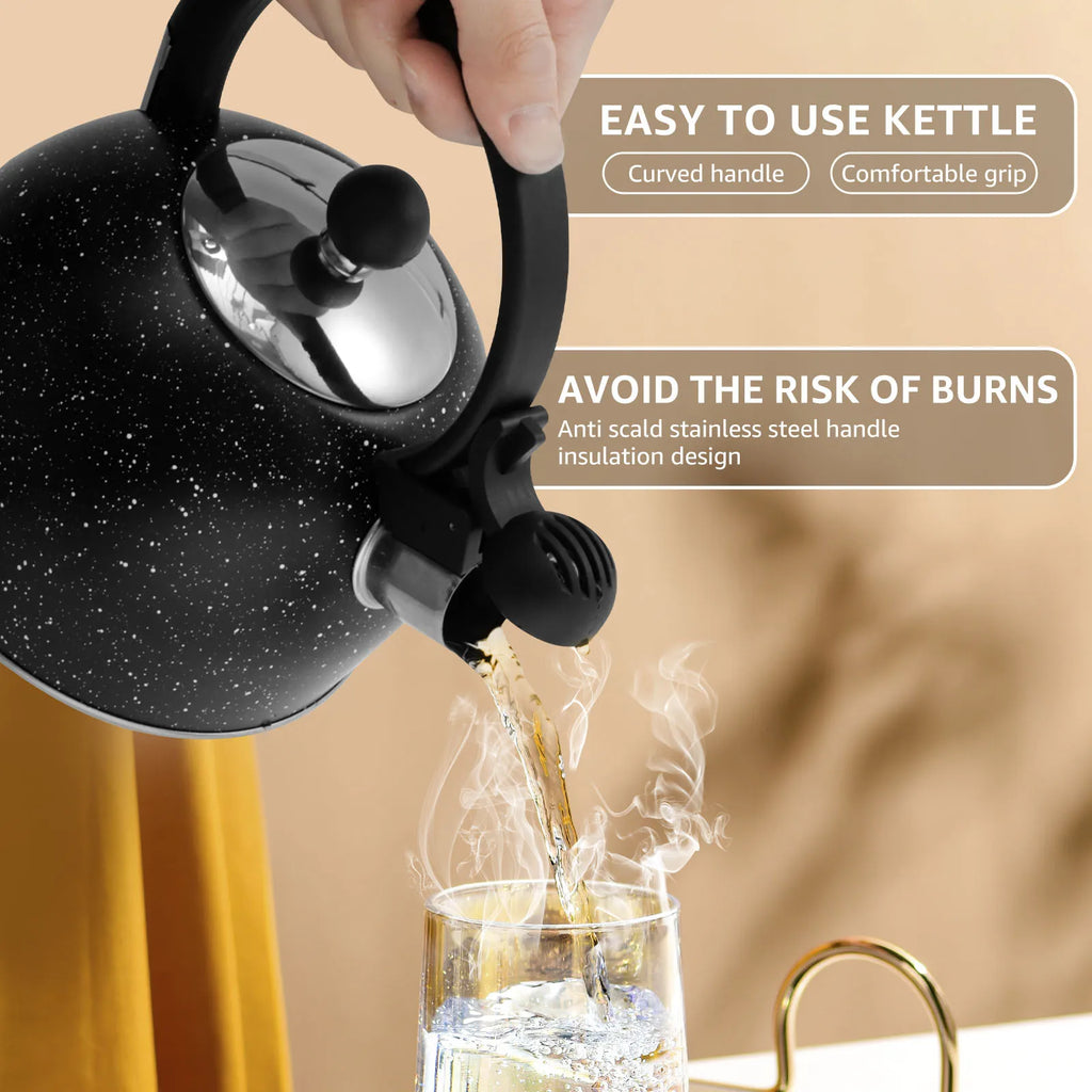 Whistling Kettle with Ergonomic Handle 2L Stove Top Kettle Stainless Steel Stove Top Tea Kettle Rapid Boiling Stove Top Tea Pots