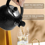 Whistling Kettle with Ergonomic Handle 2L Stove Top Kettle Stainless Steel Stove Top Tea Kettle Rapid Boiling Stove Top Tea Pots